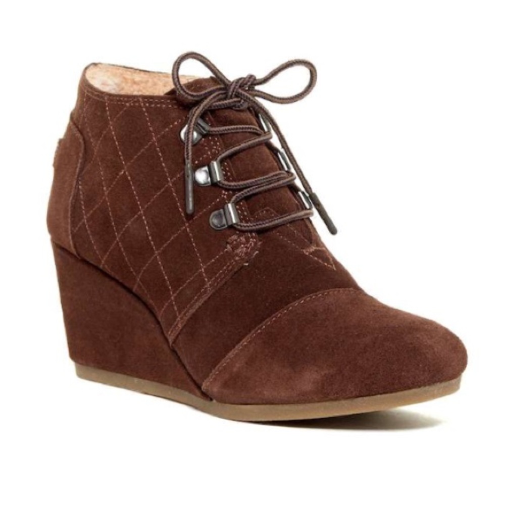 NIB TOMS | Desert Wedge Suede Brown Bootie 6.5